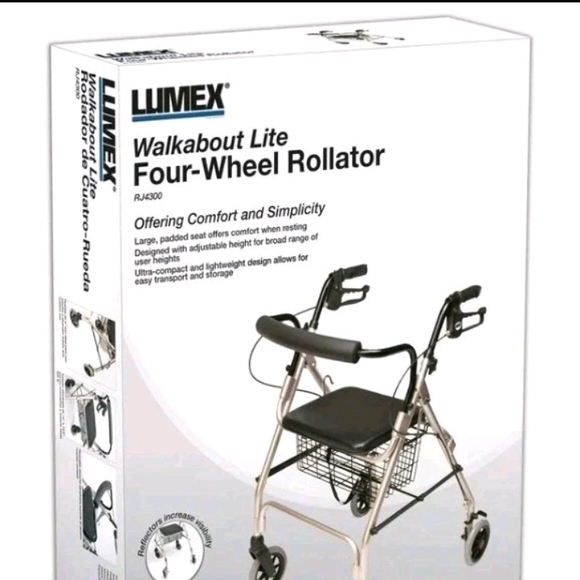 Foldable Mobility Walker with Seat - Black - Picture 4 of 4